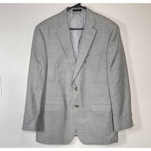Lauren Ralph Lauren Blazer Mens Size 42R Gray Windowpane Silk Wool Sports Coat